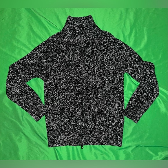 100% Wool Everlane Black and White Zip-Up Sweater size XS - Picture 1 of 8